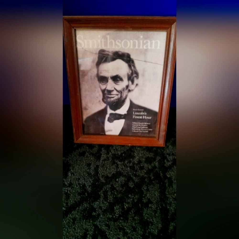 Abe Lincoln Framed Wall Art print in Brown frame 13×10